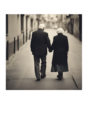 dwójka starszych ludzi spacerująca uliczką