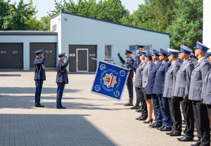 Przywitanie Zastępcy Komendanta Wojewódzkiego Policji w Łodzi młodszego inspektora Przemysława Gaworowskiego