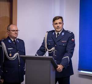 Przemówienie Komendanta powiatowego Policji w Zgierzu młodszego inspektora Krzysztofa Sztandery.