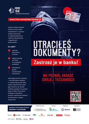 Plakat akcji profilaktycznej dotyczącej zastrzegania dokumentów