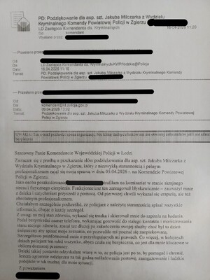 Podziękowania dla zgierskiego policjanta