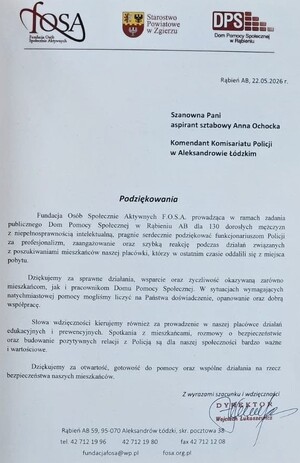 Podziękowania dla policjantów